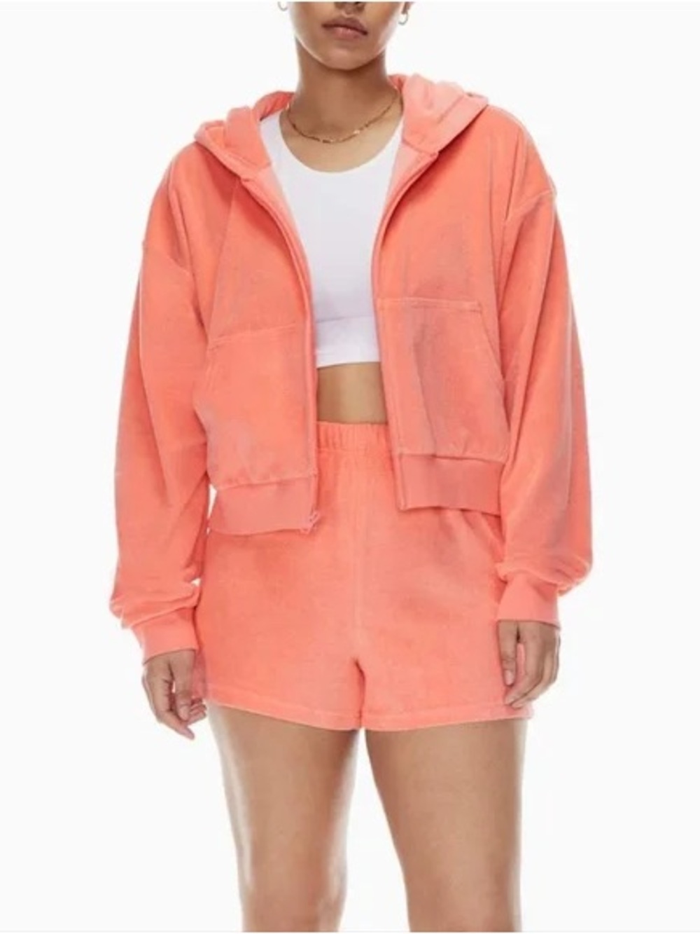 TNA Towel Fleece Boyfriend Fit Zip Up Hoodie Sz S